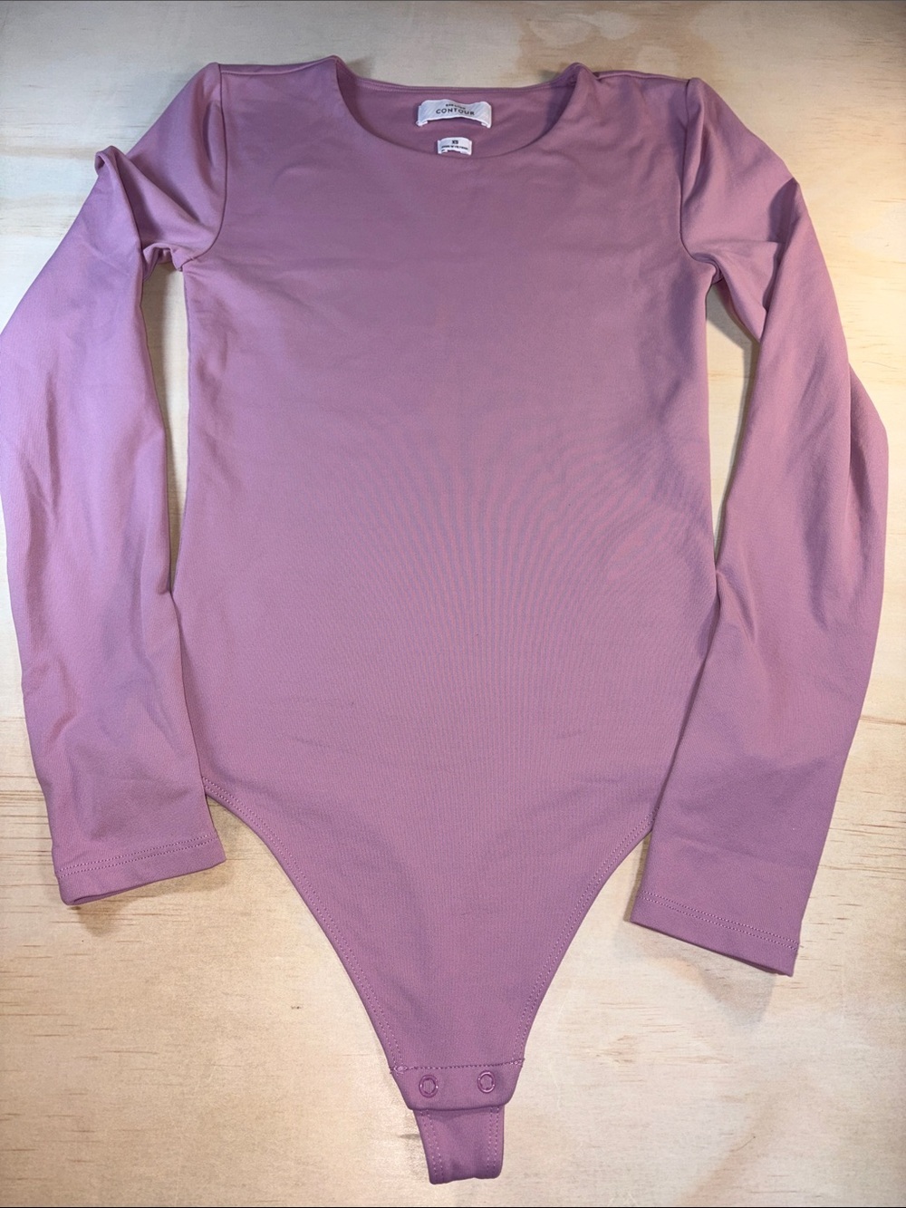 Woman’s Dusty Pink Stretch Crew Neck Body Suit Sz XS